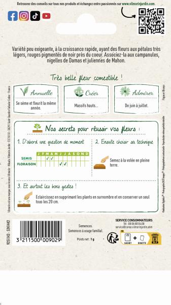 Fleurs - Coquelicot simple rouge - MEDIA_PACKAGING_VERSO